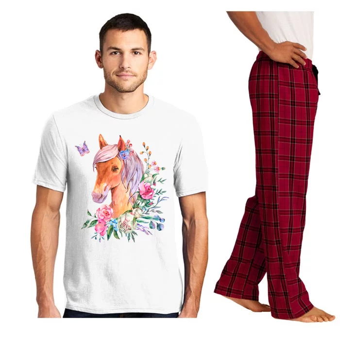 Pretty Colorful Flower Nature Horse Pajama Set