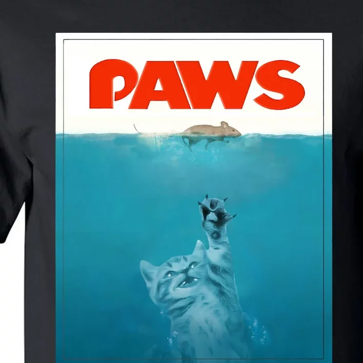 Paws Cat Funny , Kitten Movie Poster Parody Tall T-Shirt