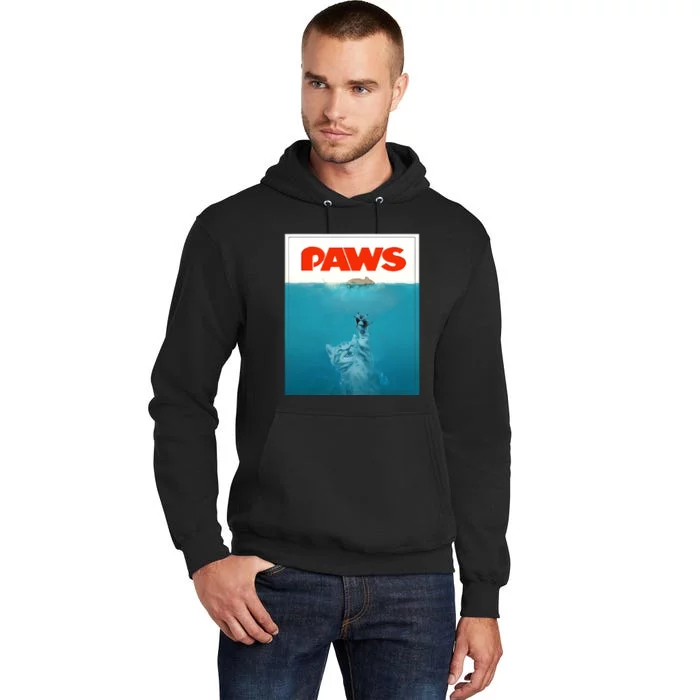 Paws Cat Funny , Kitten Movie Poster Parody Tall Hoodie