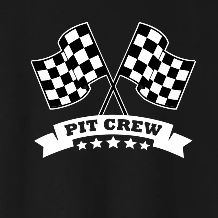 Pit Crew For Race Car Parties White Banner Women's Crop Top Tee