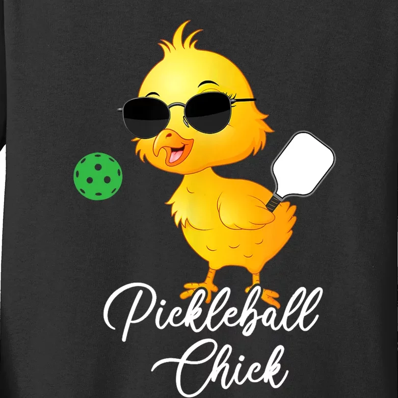 Pickleball Chick, Funny Pickleball TShirt Kids Long Sleeve Shirt