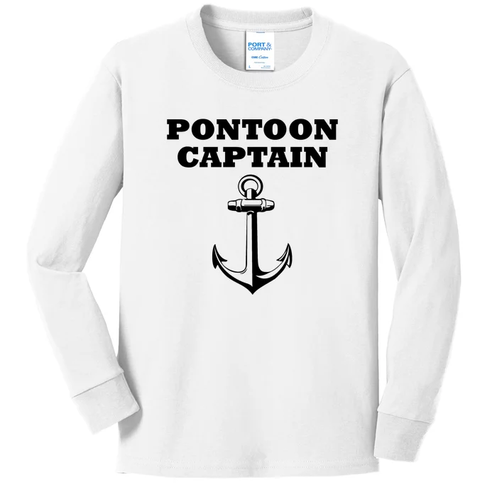 Pontoon Captain Funny Pontoon Kids Long Sleeve Shirt