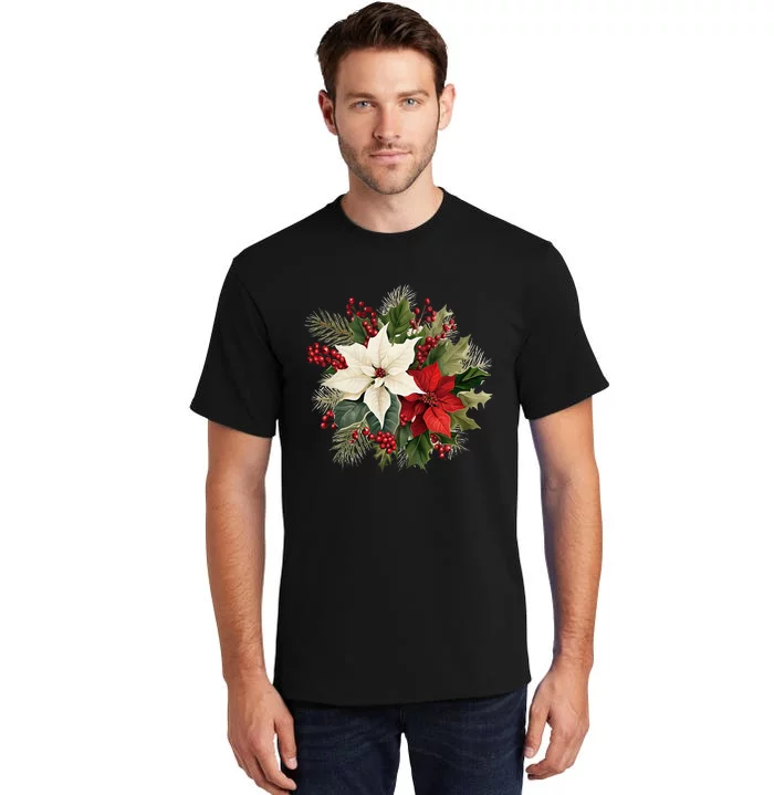 Poinsettia Christmas Flower Tall T-Shirt