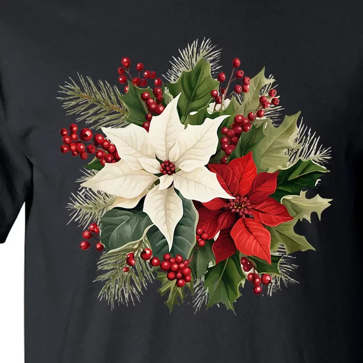 Poinsettia Christmas Flower Tall T-Shirt