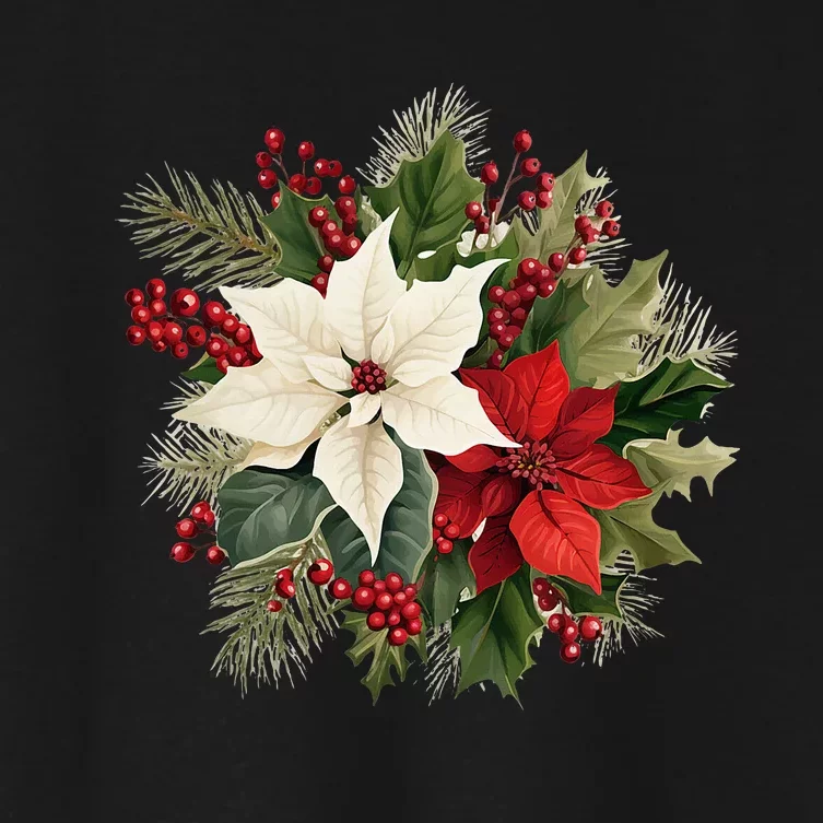 Poinsettia Christmas Flower Women's Crop Top Tee