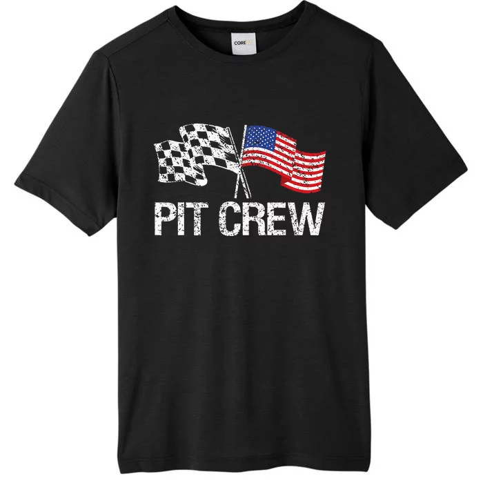 Pit Crew For Race Car Parties Usa Racing Flag ChromaSoft Performance T-Shirt