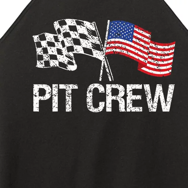 Pit Crew For Race Car Parties Usa Racing Flag Women’s Perfect Tri Rocker Tank