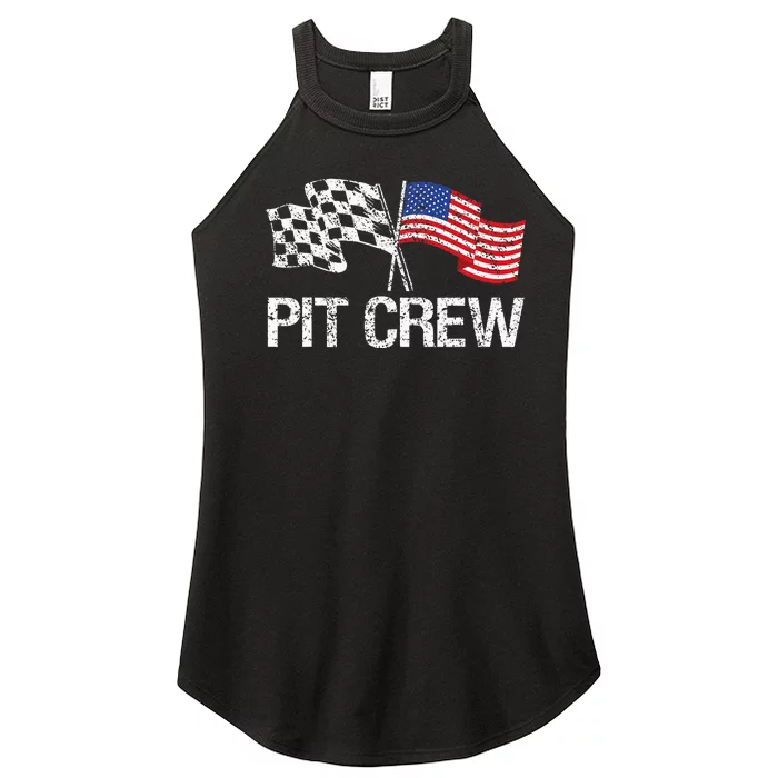 Pit Crew For Race Car Parties Usa Racing Flag Women’s Perfect Tri Rocker Tank