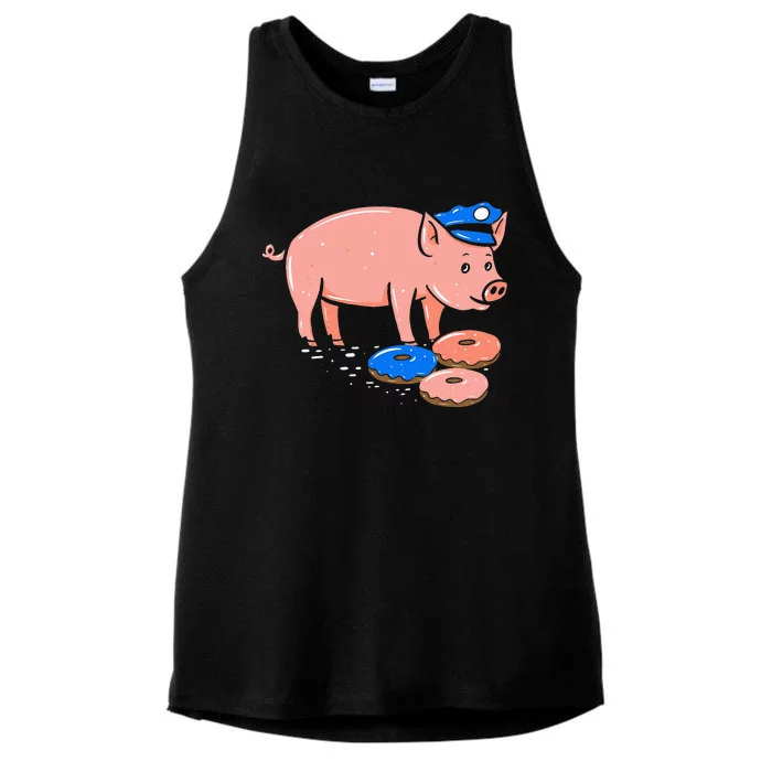 Pig Cop Funny Police Officer Doughnut Gift Ladies Tri-Blend Wicking Tank