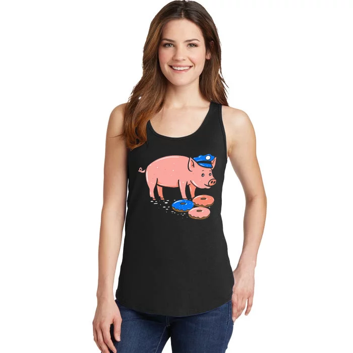 Pig Cop Funny Police Officer Doughnut Gift Ladies Essential Tank