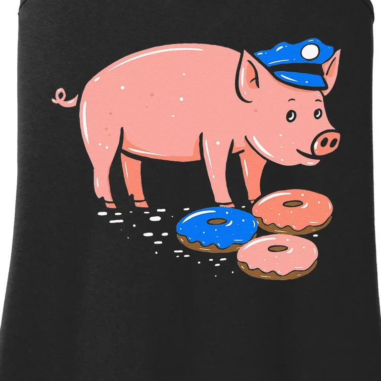 Pig Cop Funny Police Officer Doughnut Gift Ladies Essential Tank