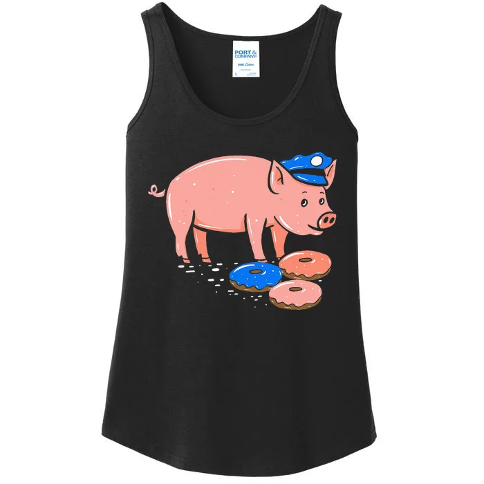 Pig Cop Funny Police Officer Doughnut Gift Ladies Essential Tank