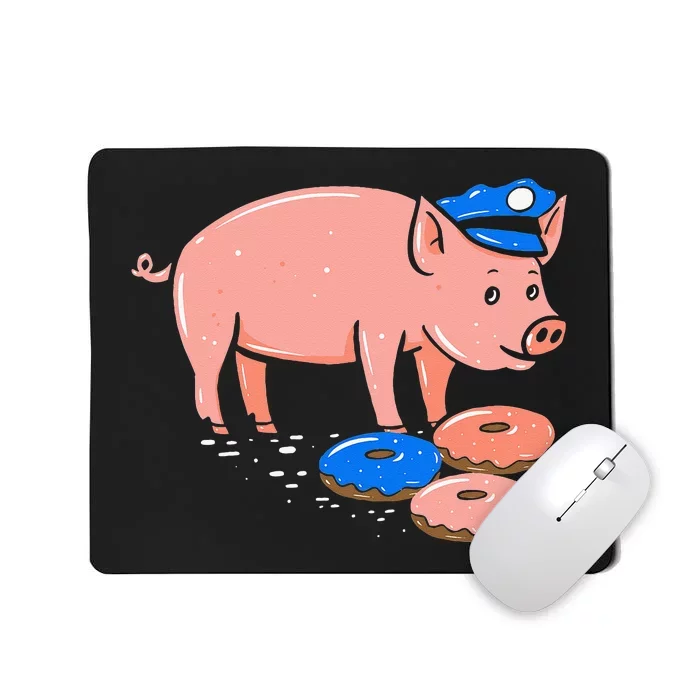 Pig Cop Funny Police Officer Doughnut Gift Mousepad