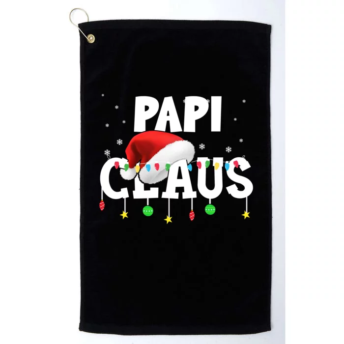 Papi Claus Funny Christmas Lights Santa Hat Costume Platinum Collection Golf Towel