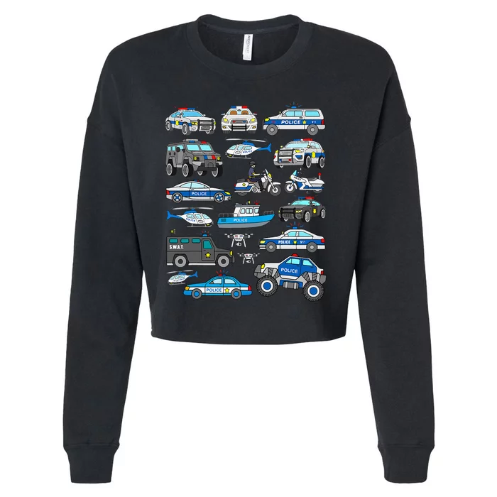 Police Car For Cop Vehicles SWAT Truck Cropped Pullover Crew