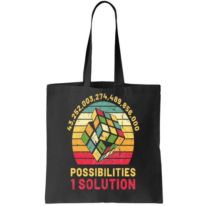 Puzzle Cube Funny One Solution Speed Cubing Retro Math Tote Bag