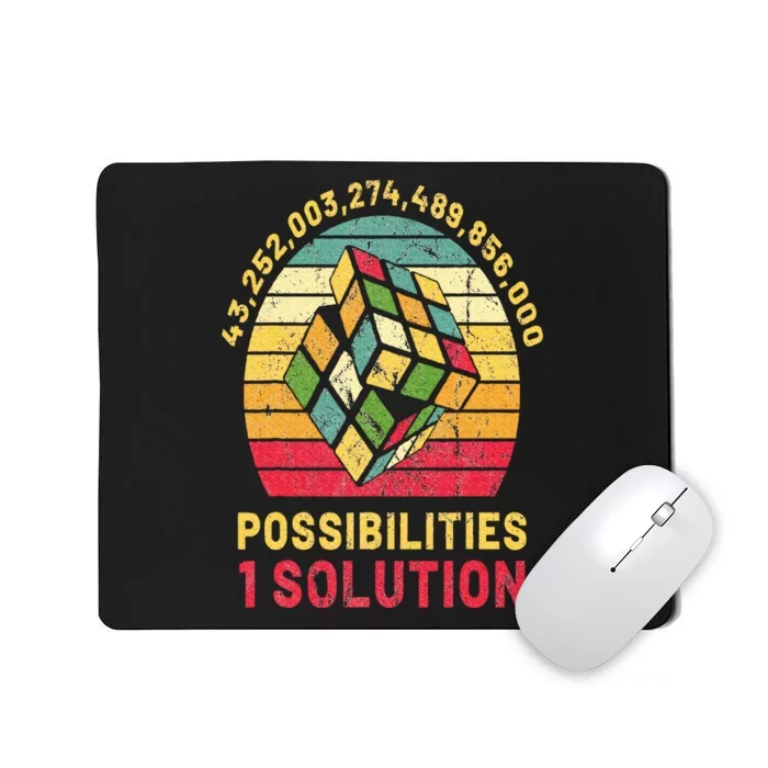 Puzzle Cube Funny One Solution Speed Cubing Retro Math Mousepad