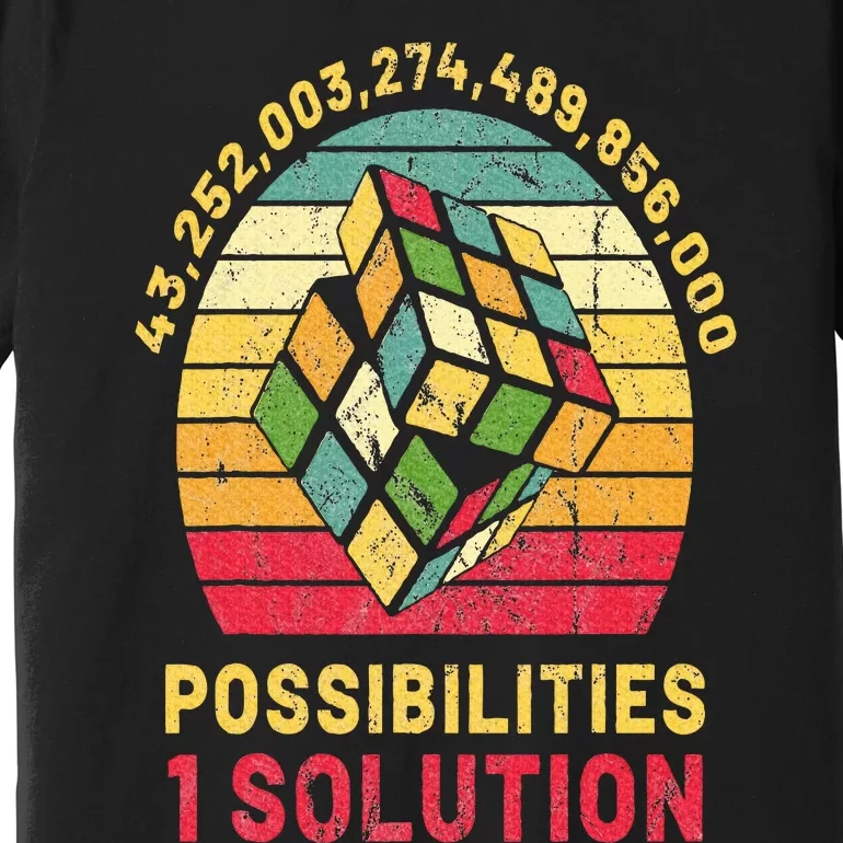 Puzzle Cube Funny One Solution Speed Cubing Retro Math Premium T-Shirt