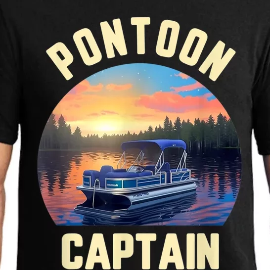 Pontoon Captain Funny Pontoon Lake Boat Pajama Set