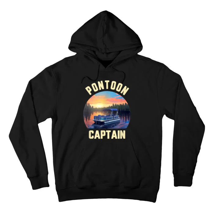 Pontoon Captain Funny Pontoon Lake Boat Tall Hoodie