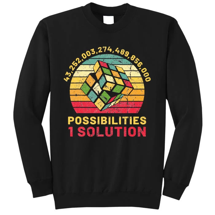 Puzzle Cube Funny One Solution Speed Cubing Retro Math Tall Sweatshirt