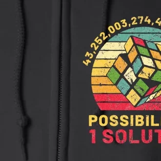 Puzzle Cube Funny One Solution Speed Cubing Retro Math Full Zip Hoodie