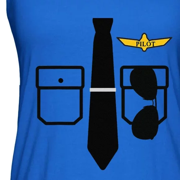 Pilot Costume Funny Halloween Airplane Pilot Ladies Essential Flowy Tank