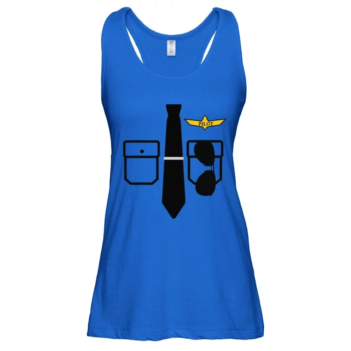 Pilot Costume Funny Halloween Airplane Pilot Ladies Essential Flowy Tank