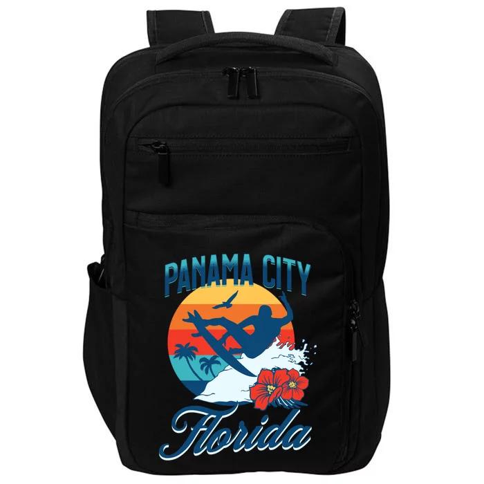 Panama City Florida Beach Surf Summer Vacation Vintage Meaningful Gift Impact Tech Backpack