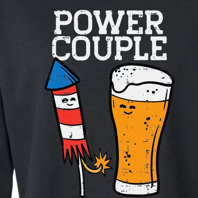 Power Couple Firework Funny 4th Of July Patriotic Cropped Pullover Crew