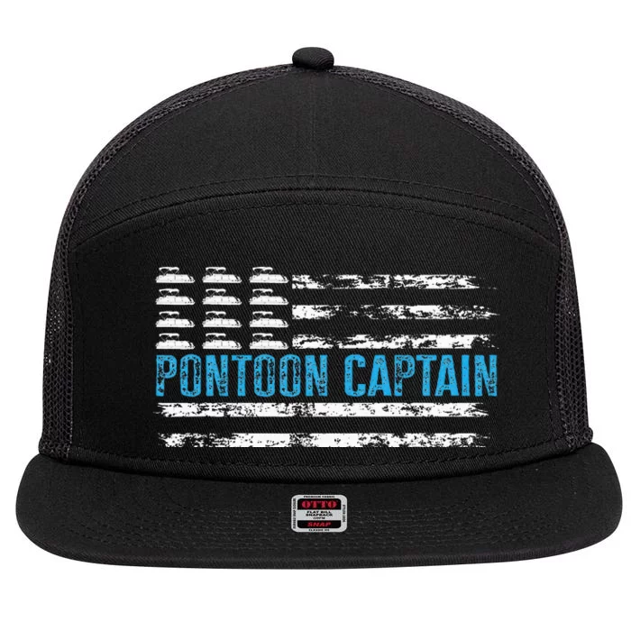 Pontoon Captain Funny Boating 4th Of Julypontoon Boat 7 Panel Mesh Trucker Snapback Hat