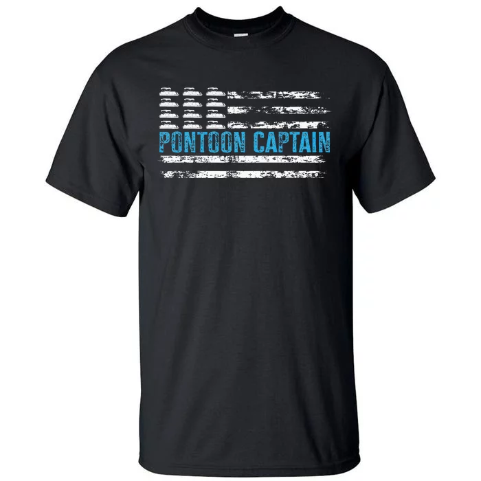 Pontoon Captain Funny Boating 4th Of Julypontoon Boat Tall T-Shirt