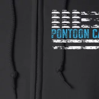 Pontoon Captain Funny Boating 4th Of Julypontoon Boat Full Zip Hoodie