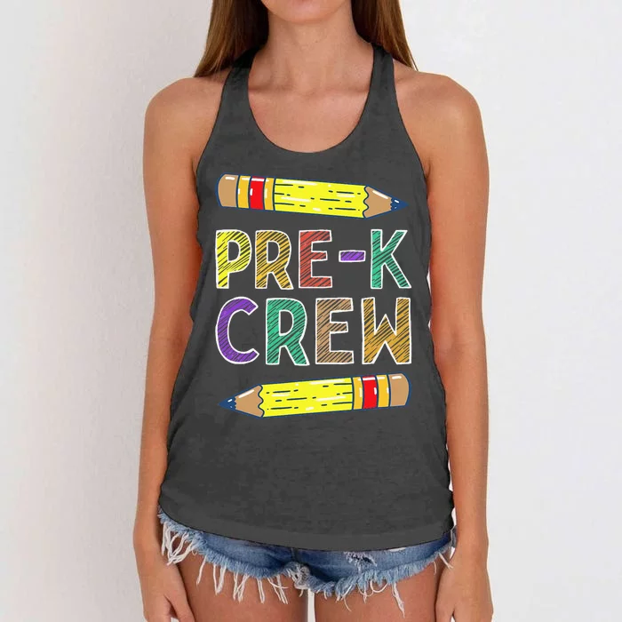 PreK Crew Funny PreK Teachers Back To School Women's Knotted Racerback Tank