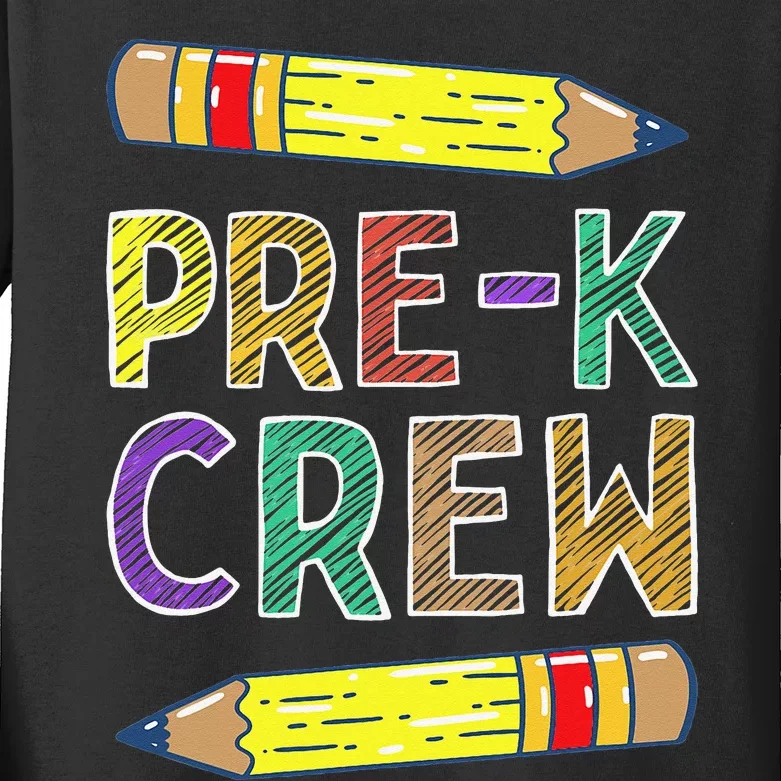 PreK Crew Funny PreK Teachers Back To School Kids Long Sleeve Shirt