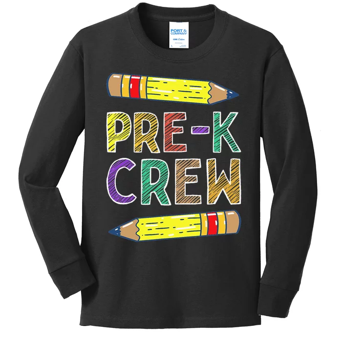 PreK Crew Funny PreK Teachers Back To School Kids Long Sleeve Shirt