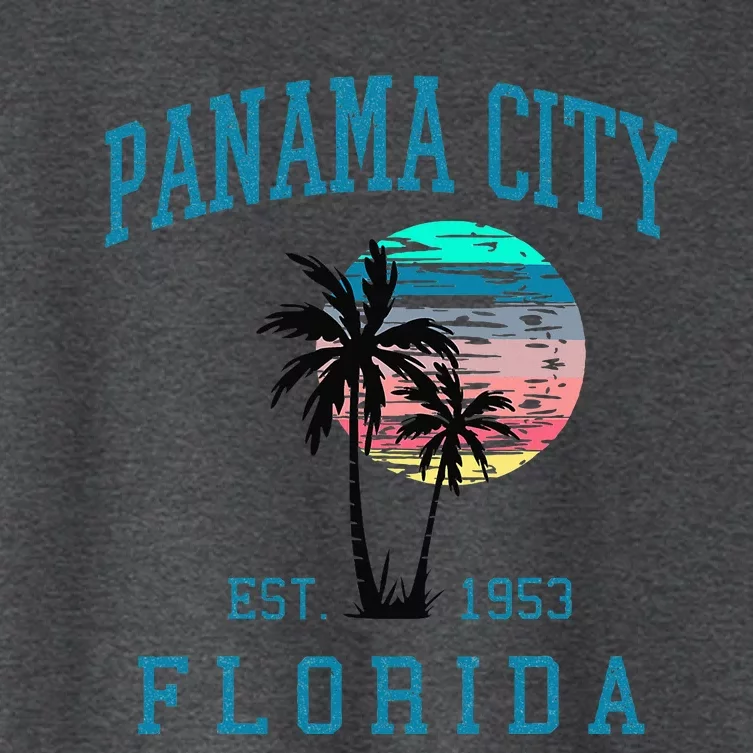 Panama City Florida Spring Vacations Beach Palm Trees Summer Women's Crop Top Tee