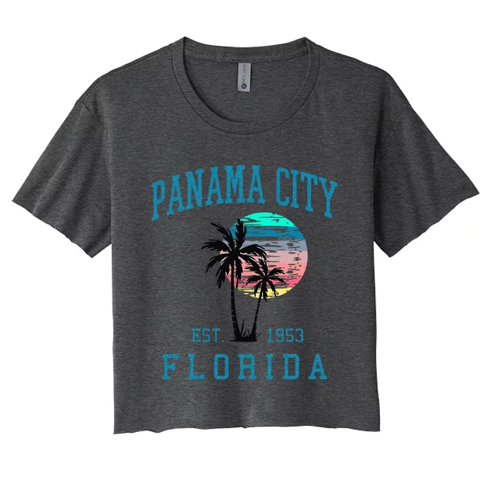 Panama City Florida Spring Vacations Beach Palm Trees Summer Women's Crop Top Tee