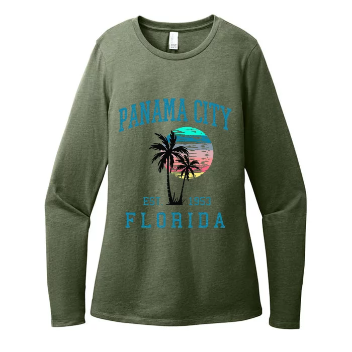 Panama City Florida Spring Vacations Beach Palm Trees Summer Womens CVC Long Sleeve Shirt