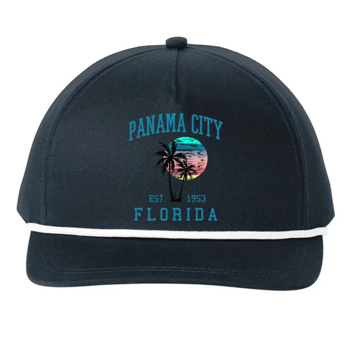 Panama City Florida Spring Vacations Beach Palm Trees Summer Snapback Five-Panel Rope Hat