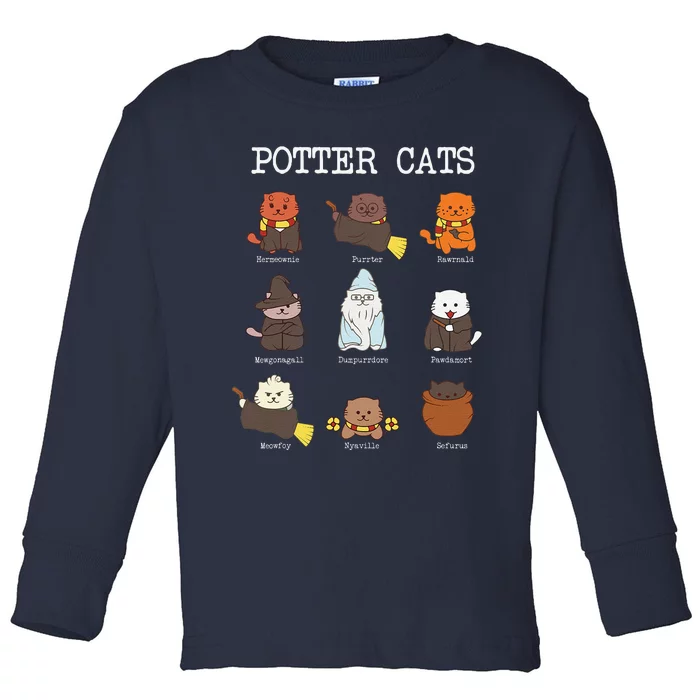 Potter Cats Funny Gifts For Cat Lovers Toddler Long Sleeve Shirt