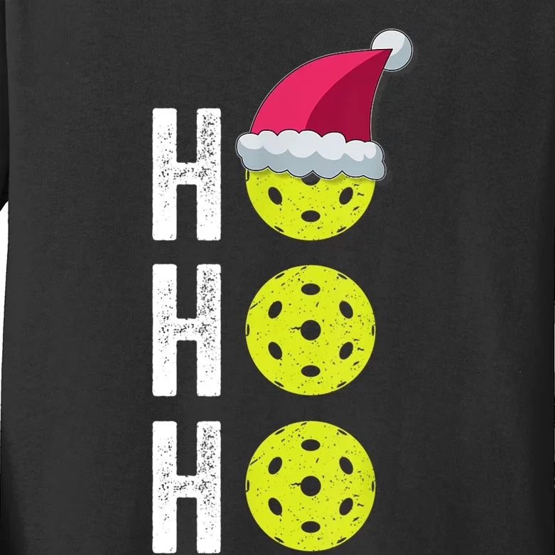 Pickleball Christmas Funny Santa Hat Holiday Ho Ho Ho Gift TShirt Kids Long Sleeve Shirt