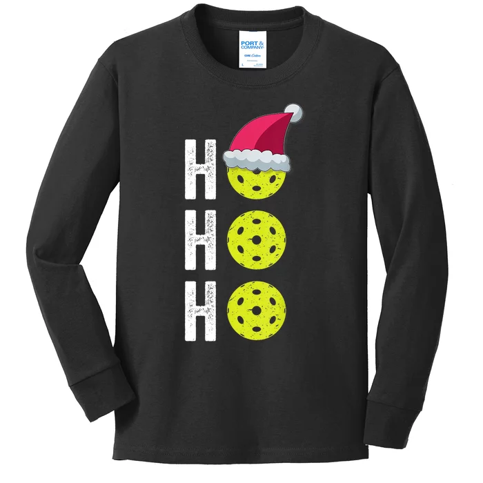 Pickleball Christmas Funny Santa Hat Holiday Ho Ho Ho Gift TShirt Kids Long Sleeve Shirt