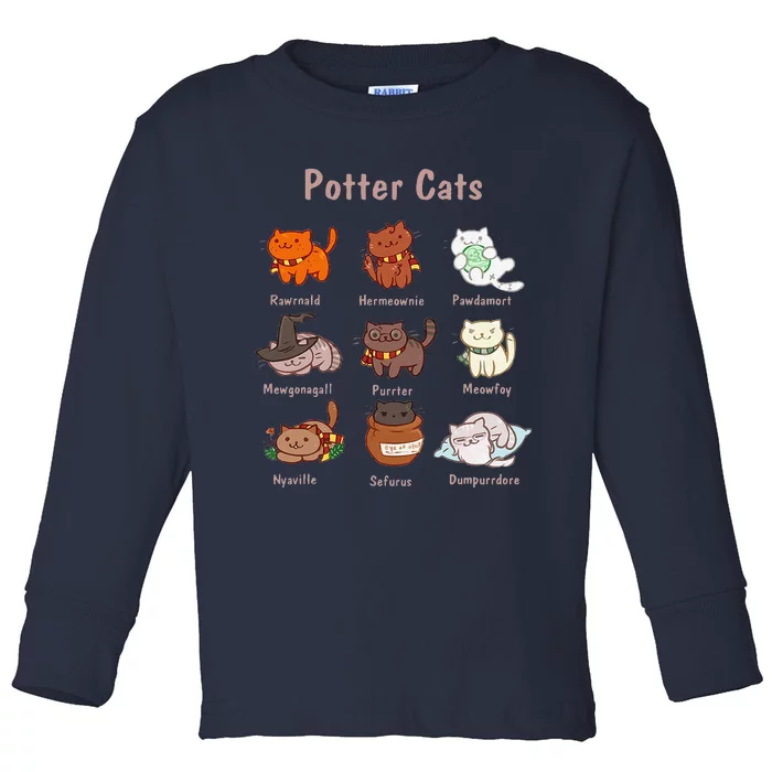 Potter Cats Funny Gifts For Cat Lovers Toddler Long Sleeve Shirt