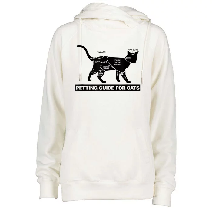 Petting Chart For A Cat Funny How To Pet A Cat Meme Womens Funnel Neck Pullover Hood