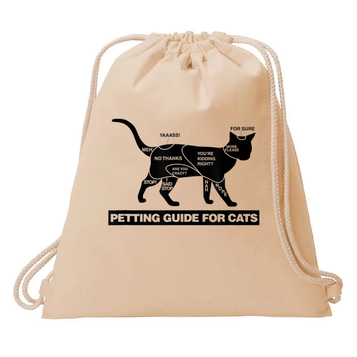 Petting Chart For A Cat Funny How To Pet A Cat Meme Drawstring Bag