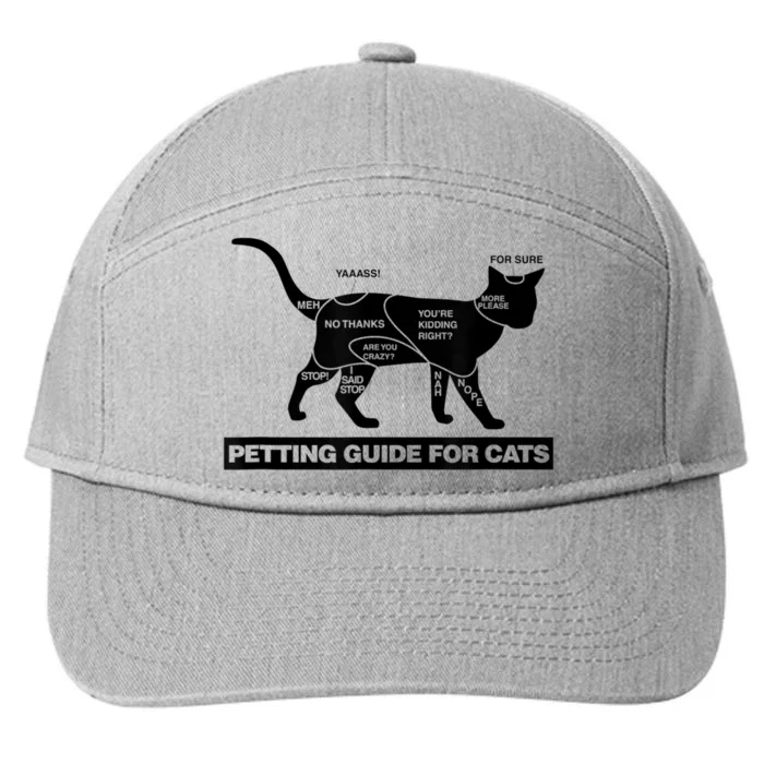 Petting Chart For A Cat Funny How To Pet A Cat Meme 7-Panel Snapback Hat