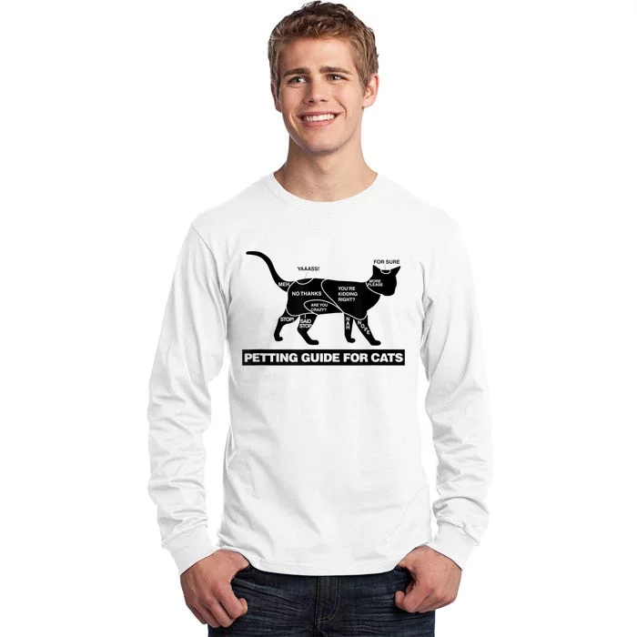 Petting Chart For A Cat Funny How To Pet A Cat Meme Tall Long Sleeve T-Shirt