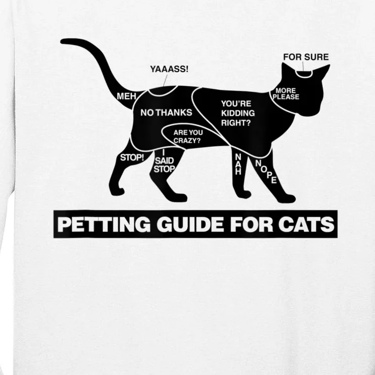 Petting Chart For A Cat Funny How To Pet A Cat Meme Tall Long Sleeve T-Shirt