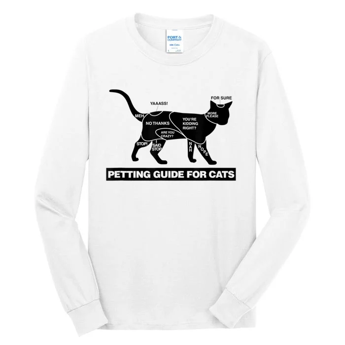 Petting Chart For A Cat Funny How To Pet A Cat Meme Tall Long Sleeve T-Shirt